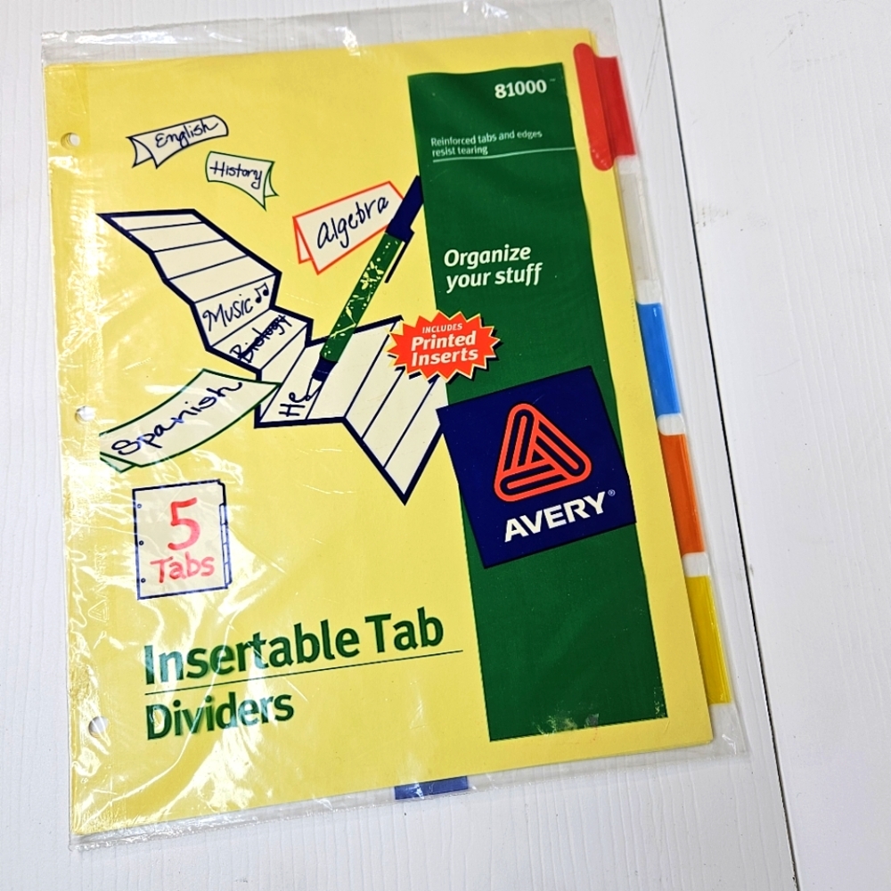 🎁 Avery Tab Insertable Dividers, organize your stuff, 5 Multicolor Tabs, 2 Set